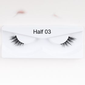 1Pair Mink Half Lashes Soft Thick Eye End Lengthening Faux Eyelashes Natural Long Handmade Eyelash Cross Curl 3D Lash For Makeup (Color: 03)