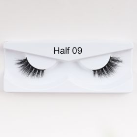 1Pair Mink Half Lashes Soft Thick Eye End Lengthening Faux Eyelashes Natural Long Handmade Eyelash Cross Curl 3D Lash For Makeup (Color: 09)